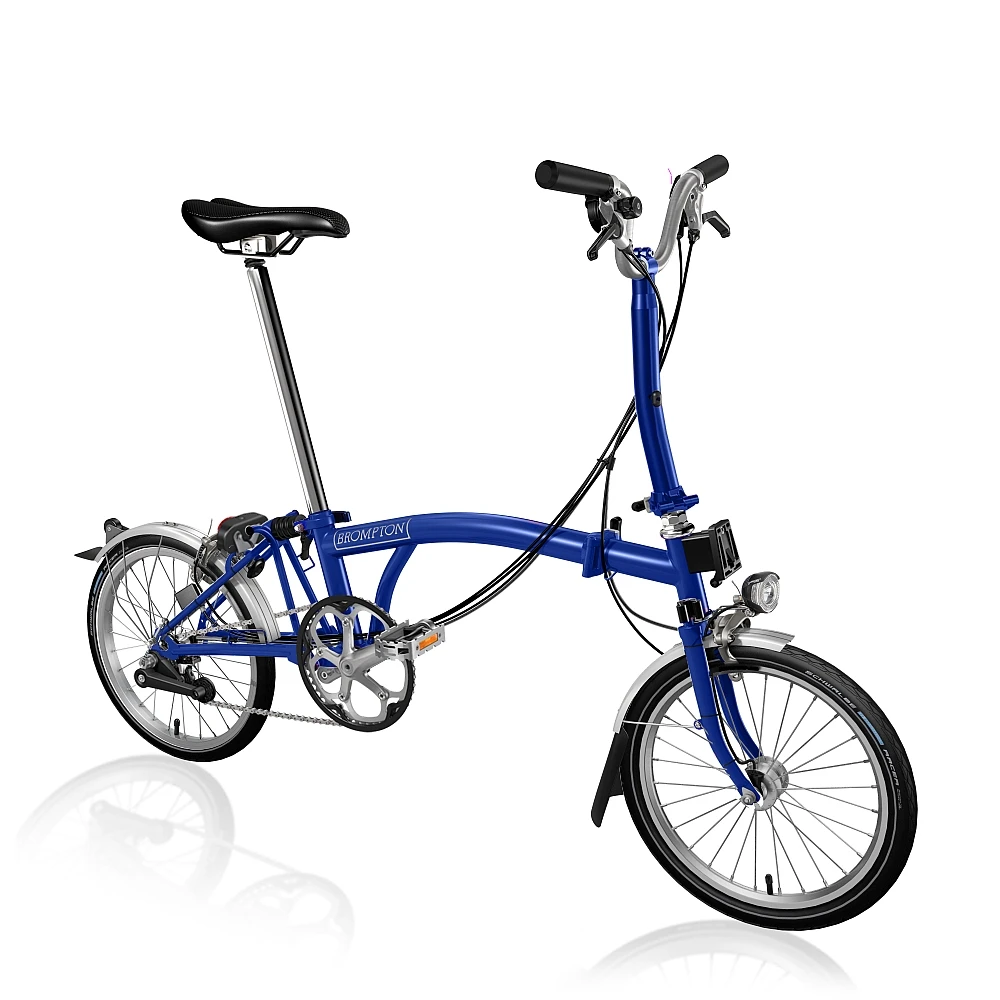 Brompton C Line Explore - 6-Speed - Mid Bar - Standard Seatpost - Dynamo - 16" Folding Bike - 2022 - Picadilly Blue Matt 3 Brompton C Line Explore - 6-Speed - Mid Bar - Standard Seatpost - Dynamo - 16" Folding Bike - 2022 - Picadilly Blue Matt