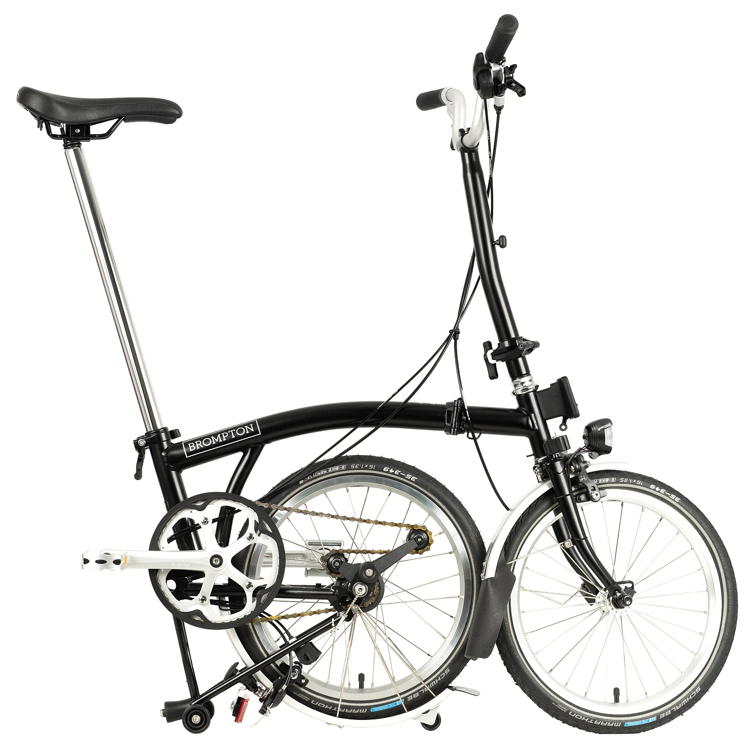Brompton C Line Utility - 3-Speed - High Bar - Telescopic Seatpost - Dynamo - 16" Folding Bike - 2022 - Black Matt 4 Brompton C Line Utility - 3-Speed - High Bar - Telescopic Seatpost - Dynamo - 16" Folding Bike - 2022 - Black Matt - Afbeelding 2
